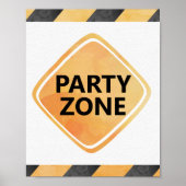 Poster Panneau de zone de fête de camion de construction (Devant)