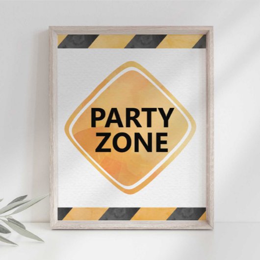 Poster Panneau de zone de fête de camion de construction