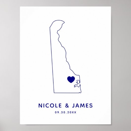 Poster Panneau Delaware, Bienvenue Mariage ou Réception (Devant)