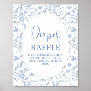 Poster Panneau Delft Blue Chinoiserie Baby shower garçon 