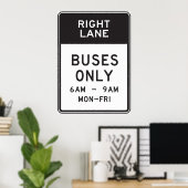 Poster Panneau des bus de la voie droite uniquement (Bureau à domicile)