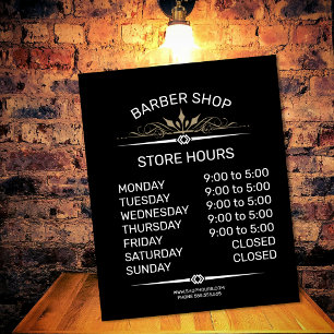 Poster Panneau des heures d'ouverture de la boutique de d