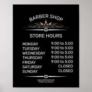 Poster Panneau des heures d'ouverture de la boutique de d