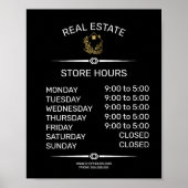 Poster panneau des heures d'ouverture d'une agence immobi (Devant)