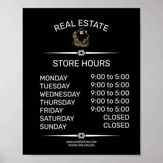 Poster panneau des heures d'ouverture d'une agence immobi (Devant)