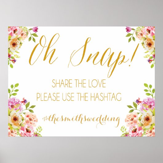 Poster Panneau des médias sociaux | fleurs romantiques | (Devant)