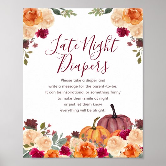 Poster Panneau Diapeurs de nuit Floral Citrouille orange  (Devant)
