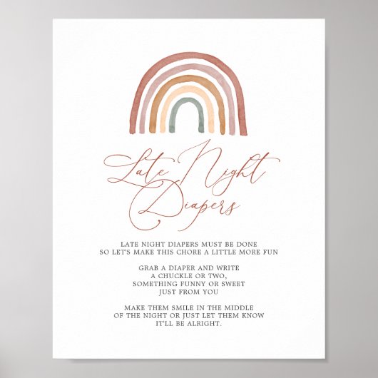 Poster Panneau Diapositives de nuit du Baby shower arc-en (Devant)