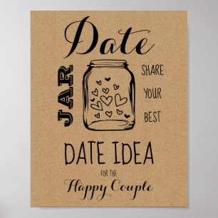 Poster Panneau d'idée de date pour jeu de douche de marié