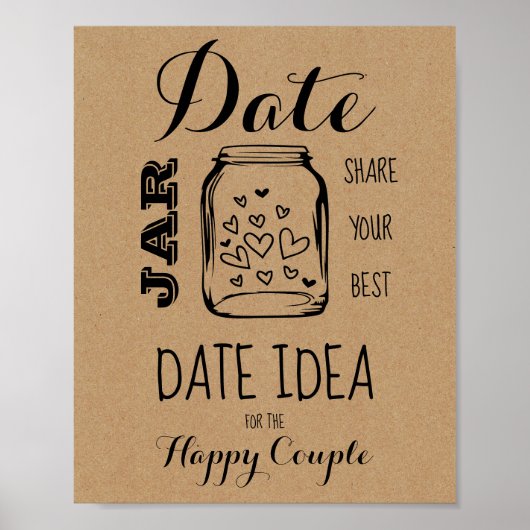 Poster Panneau d'idée de date pour jeu de douche de marié (Devant)