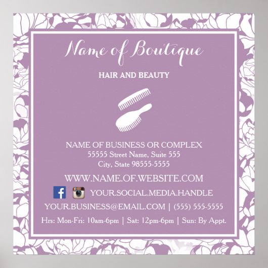 Poster Panneau d'information du salon floral moderne viol (Devant)