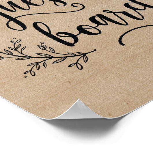 Poster Panneau d'invité du Mariage Rustic Vines (Coin)