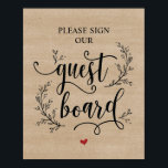 Poster Panneau d'invité du Mariage Rustic Vines<br><div class="desc">Panneau d'invité du Mariage Rustic Vines</div>