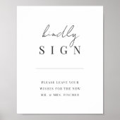 Poster Panneau d'invité Mariage de script minimal moderne (Devant)