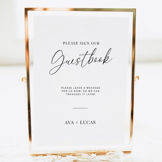 Poster Panneau d'invité Mariage de script minimal moderne