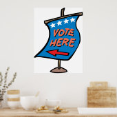 Poster Panneau directionnel pour voter ici (Cuisine)
