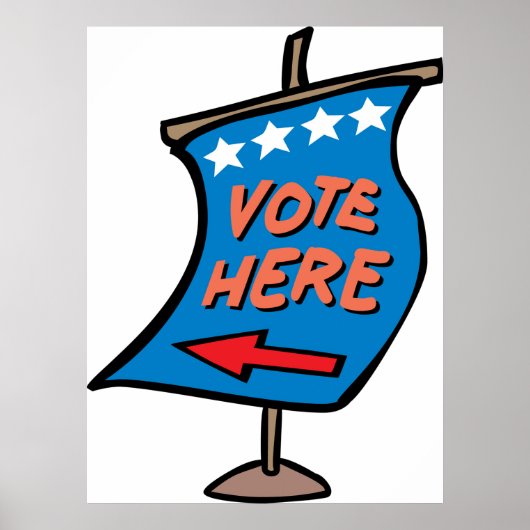 Poster Panneau directionnel pour voter ici (Devant)
