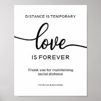 Panneau Distance est Temporaire Amour est Éternel
