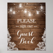 Poster Panneau d'or Rustique Bois String Lights (Devant)