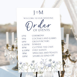 Poster Panneau d'ordre des événements de mariage à fleurs