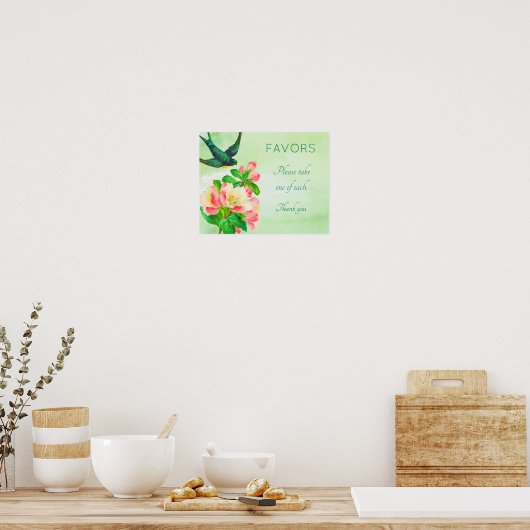 Poster Panneau douche Oiseau et fleurs (Cuisine)