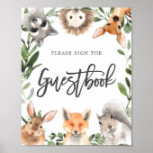 Poster Panneau du Baby shower Animaux de forêt (Devant)