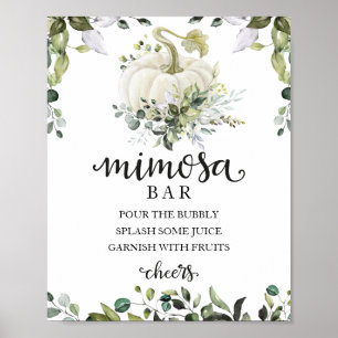 Poster Panneau du Baby shower d'automne vert Mimosa Bar