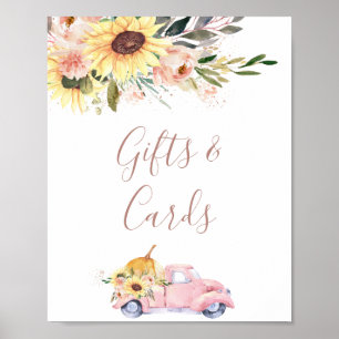 Poster Panneau du Baby shower de camion Citrouille de tou