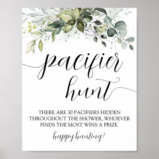 Poster Panneau du Baby shower de chasse de Pacifique vert (Devant)