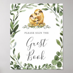 Poster Panneau du Baby shower de la famille Sloth