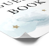 Poster Panneau du Baby shower des nuages bleus Stars (Coin)