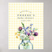 Poster Panneau du Baby shower du Fleur sauvage rustique M (Devant)