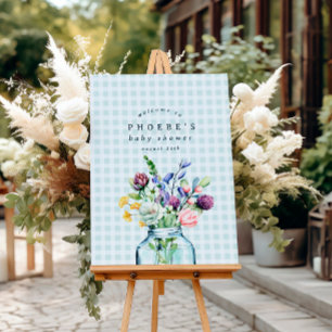 Poster Panneau du Baby shower du Fleur sauvage rustique M