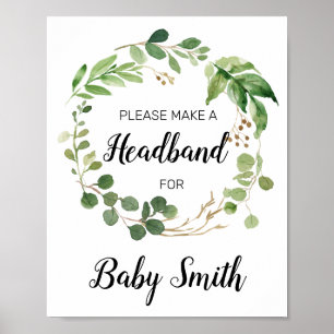 Poster Panneau du Baby shower Floral Greenery