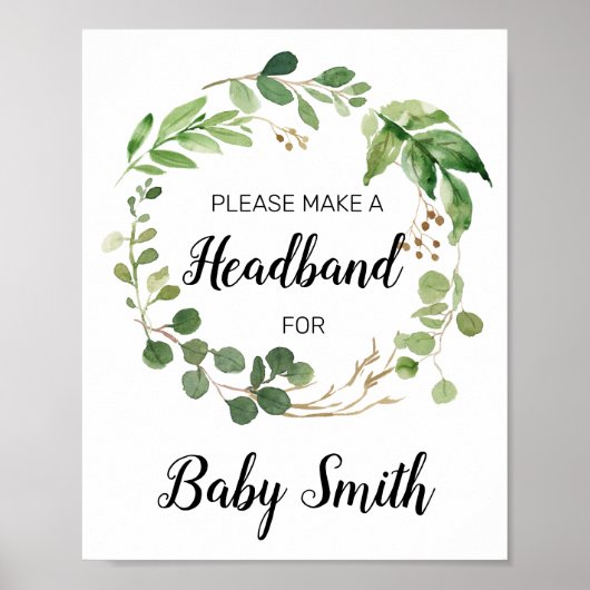 Poster Panneau du Baby shower Floral Greenery (Devant)