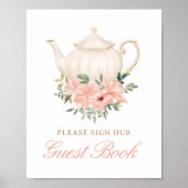 Poster Panneau du Baby shower Floral Tea Party (Devant)