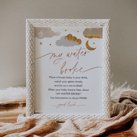 Poster Panneau du Baby shower My Water Broke Twinkle Star