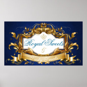 Poster Panneau du Baby shower Royal Sweets and Tasty Trai
