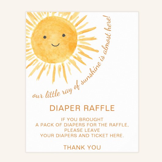 Poster Panneau du Baby shower Sunshine Raffle de couches