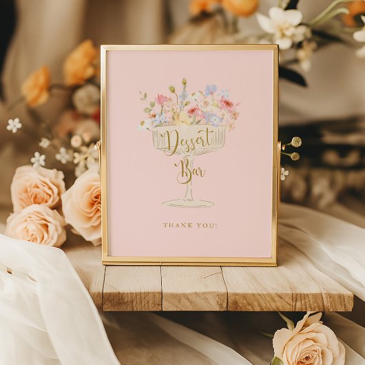 Poster Panneau du bar-dessert Pétales roses et Pourfenoui