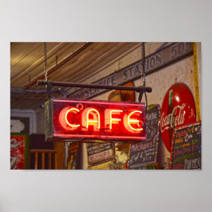 Poster Panneau du café Neon, Jefferson, Texas