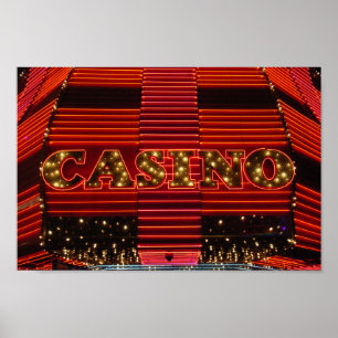 Poster Panneau du casino Red neon à Las Vegas