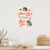 Poster Panneau du Hashtag Mariage Alice in Wonderland (Cuisine)