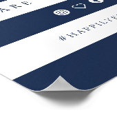 Poster Panneau du Hashtag Mariage Navy & White Stripe (Coin)