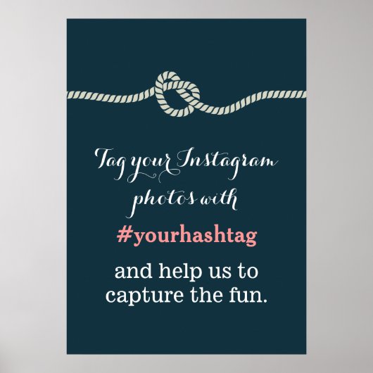 Poster Panneau du hashtag Navy Blue Knot Instagram (Devant)