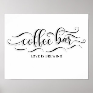 Poster Panneau du jour de mariage du café-bar