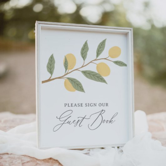 Poster Panneau du livre d'hôtes Baby shower citron