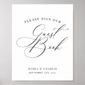 Poster Panneau du livre d'hôtes Mariage moderne élégant (Devant)