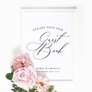 Poster Panneau du livre d'hôtes Mariage moderne élégant
