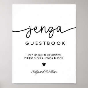 Poster Panneau du livre d'invité Jenga Mariage imprimable